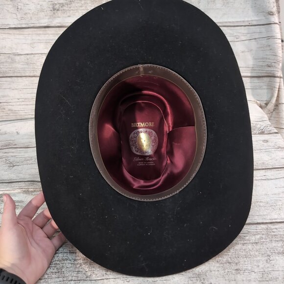 Biltmore Black Wool Felt Silver Bacall Western Cowboy Hat Men’s - Picture 6 of 7